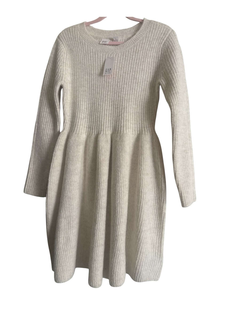 Gap Kids Off White Ribbed Sweater Dress Girls Size S 6-7 NWT Cozy Knit